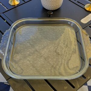 Princess House Clear Glass Serving Platter with Floral Design